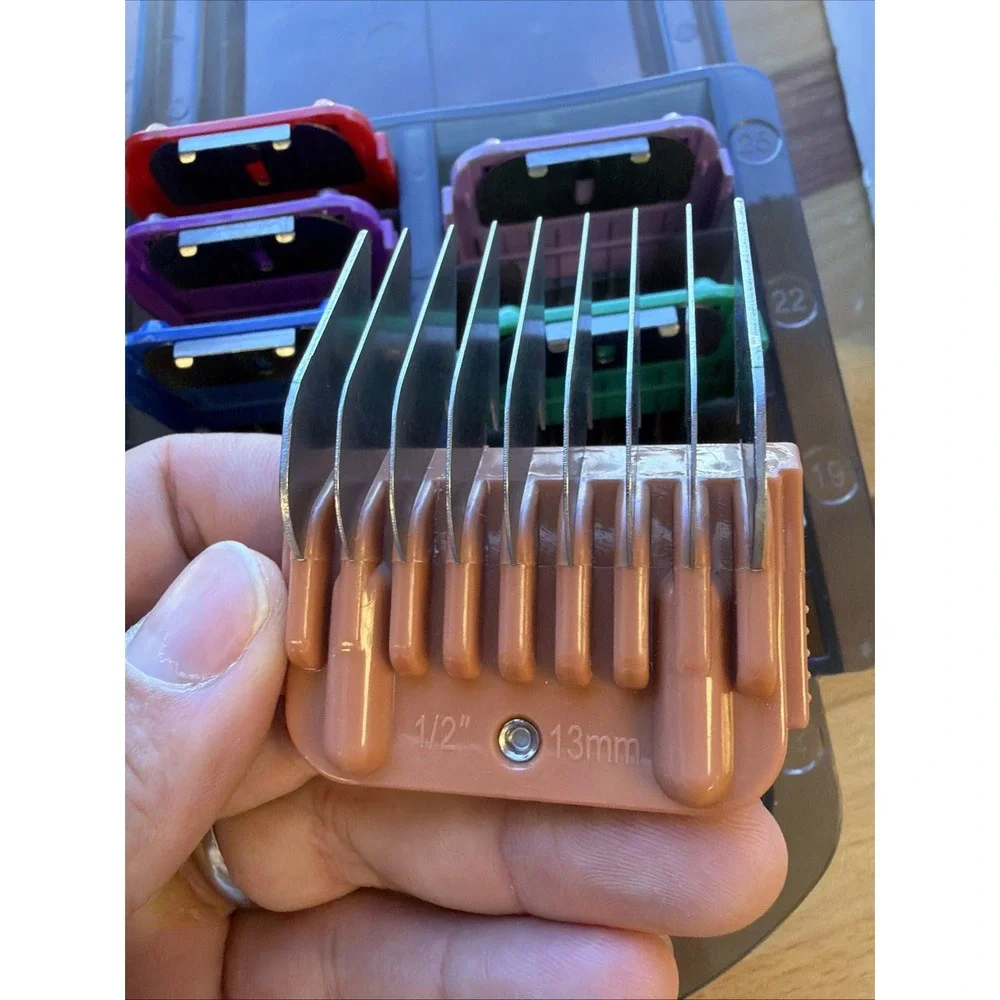 Pet Grooming Clipper Guide Comb Set For A5 Andis Oster Wahl 9 Pc Color w Case